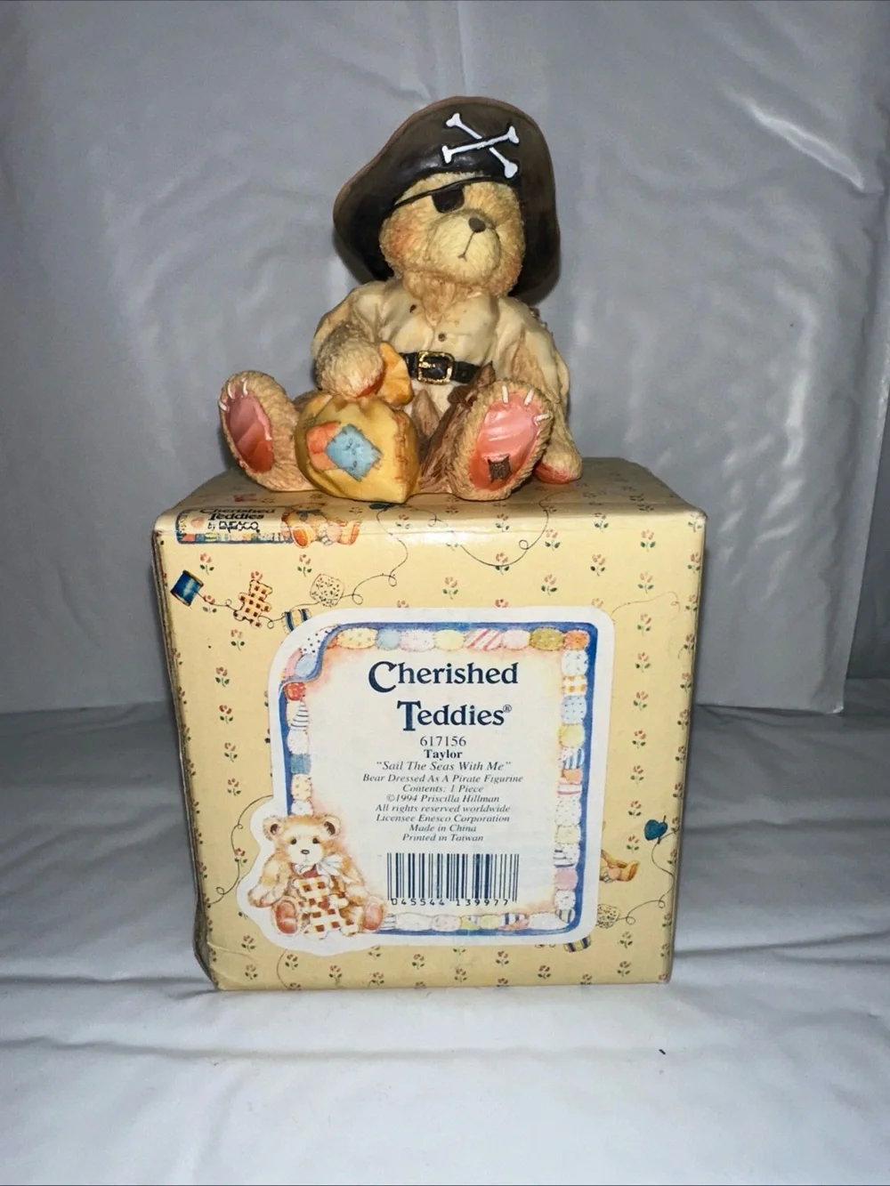 Cherished Teddies Pirate Bear Figurine - Brown, Tan & Pink